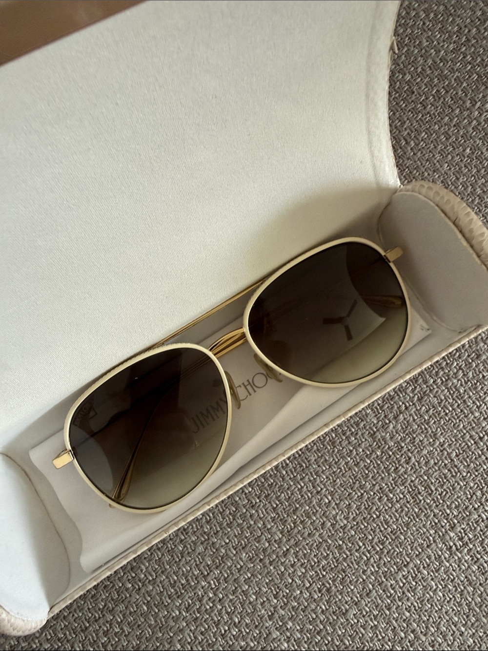 JIMMY CHOO RETO/SWhite Frame Aviator Women Sunglasses with Brown Gradient Lenses
